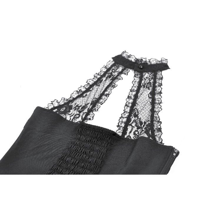 Darkinlove Women's Gothic Rose Ruched Halter Top