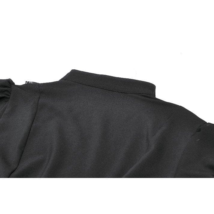 Darkinlove Women's Gothic Rose Ruffled Plunging Short Sleeved Shirt