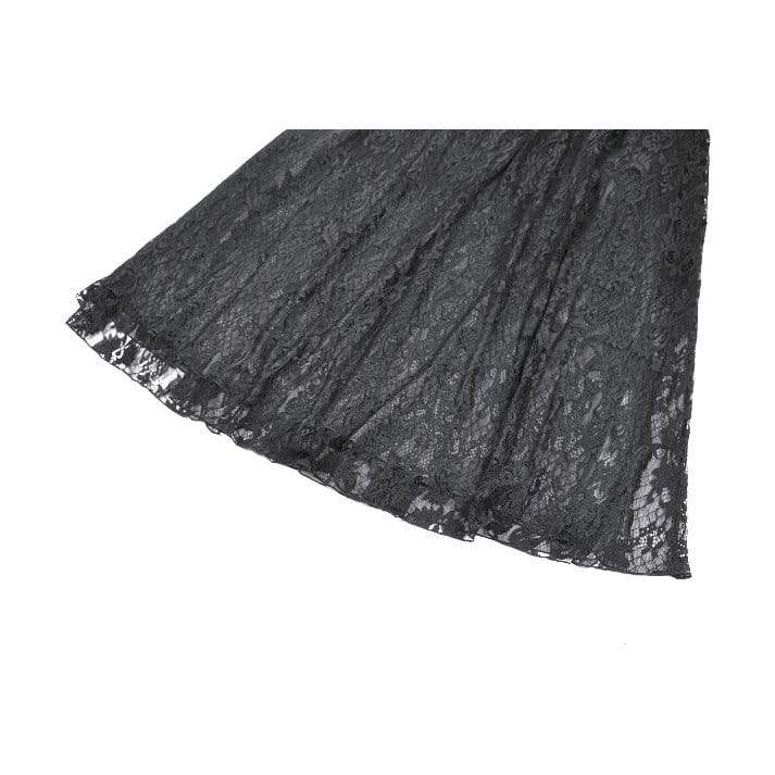 Darkinlove Women's Gothic Rose Tassels Layered Maxi Skirt