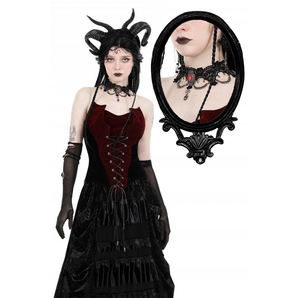 Darkinlove Women's Gothic Ruby Lace Choker