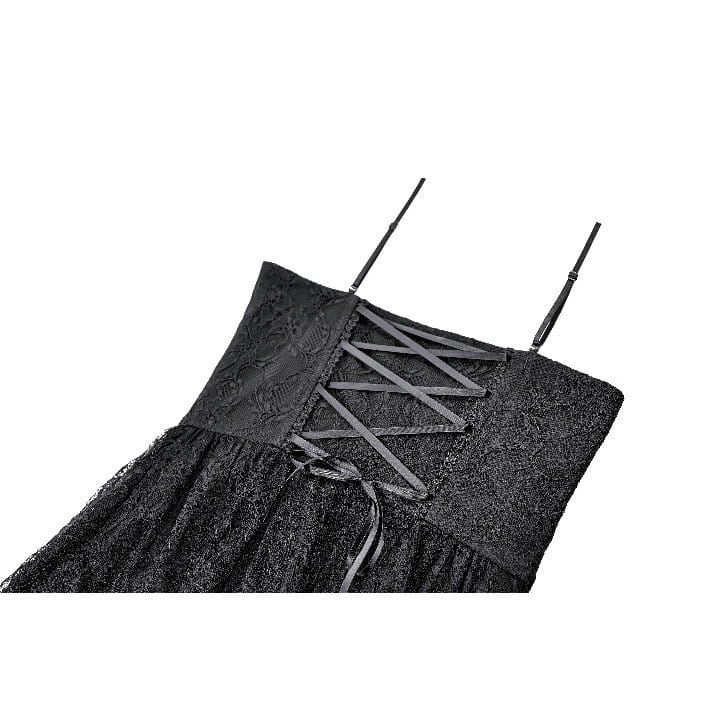 Darkinlove Women's Gothic Ruffle High/Low Hem Slip Dress