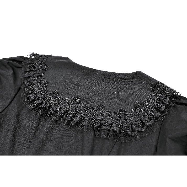 Darkinlove Women's Gothic Ruffle Peter Pan Collar Puff Short Sleeve Blouse