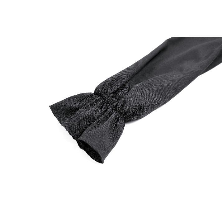 Darkinlove Women's Gothic Ruffle Turn-down Collar Contrast Color Bishop Sleeve Short Dress