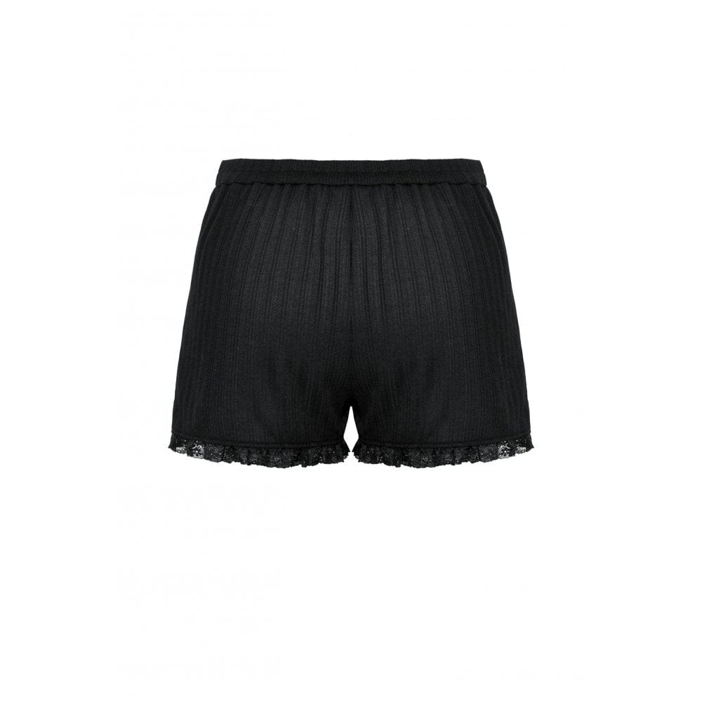 Darkinlove Women's Gothic Ruffled Lace Splice Shorts