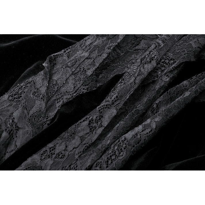 Darkinlove Women's Gothic Ruffled Lace Splice Velvet Corset Slip Dress