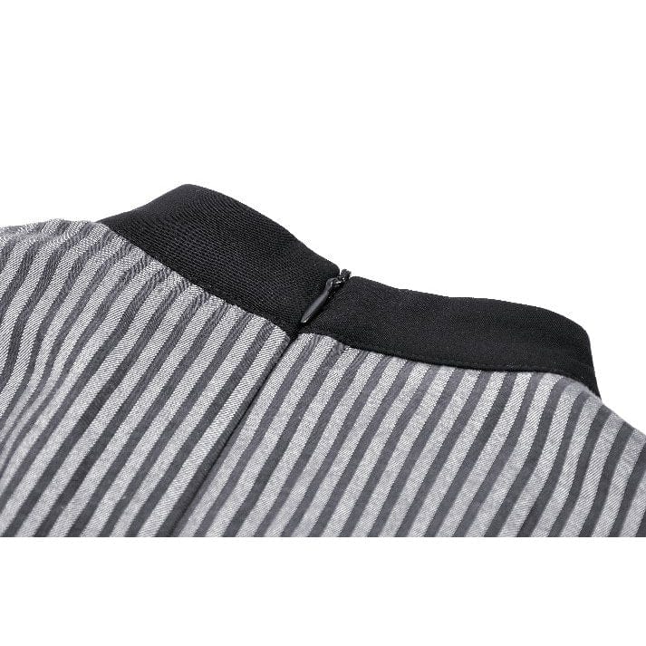 Darkinlove Women's Gothic Ruffled Striped Grad Dress