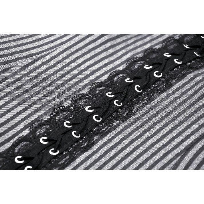 Darkinlove Women's Gothic Ruffled Striped Grad Dress