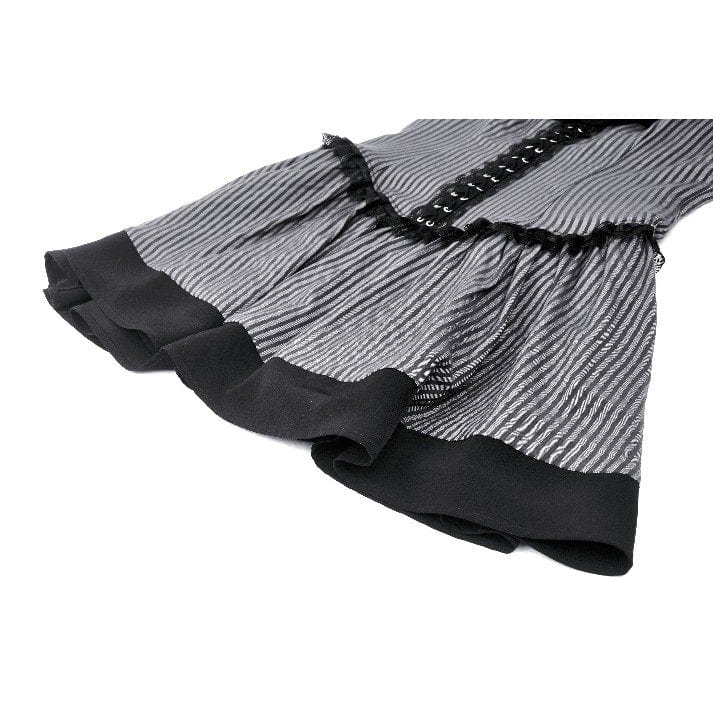 Darkinlove Women's Gothic Ruffled Striped Grad Dress