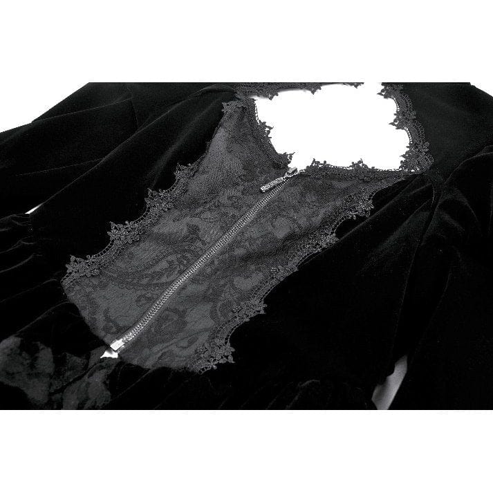 Darkinlove Women's Gothic Ruffled Tiered Hem High Low Puff Sleeved Jacket