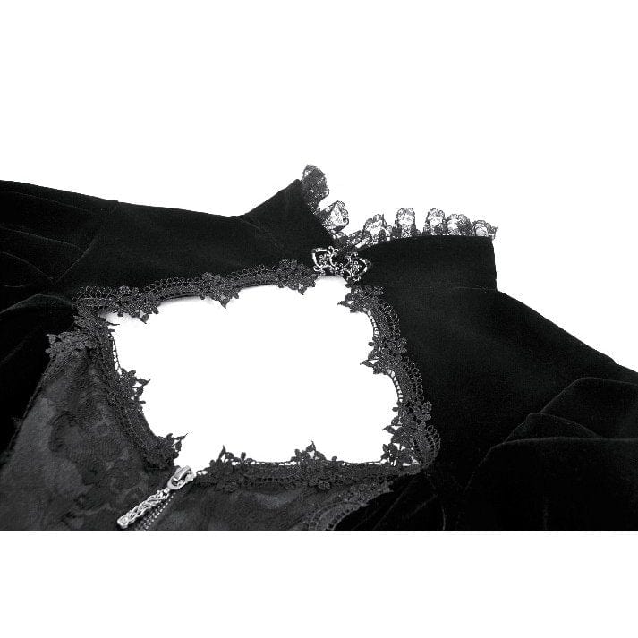 Darkinlove Women's Gothic Ruffled Tiered Hem High Low Puff Sleeved Jacket