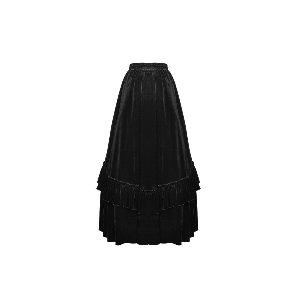 Darkinlove Women's Gothic Ruffles Velet Lace Skirts