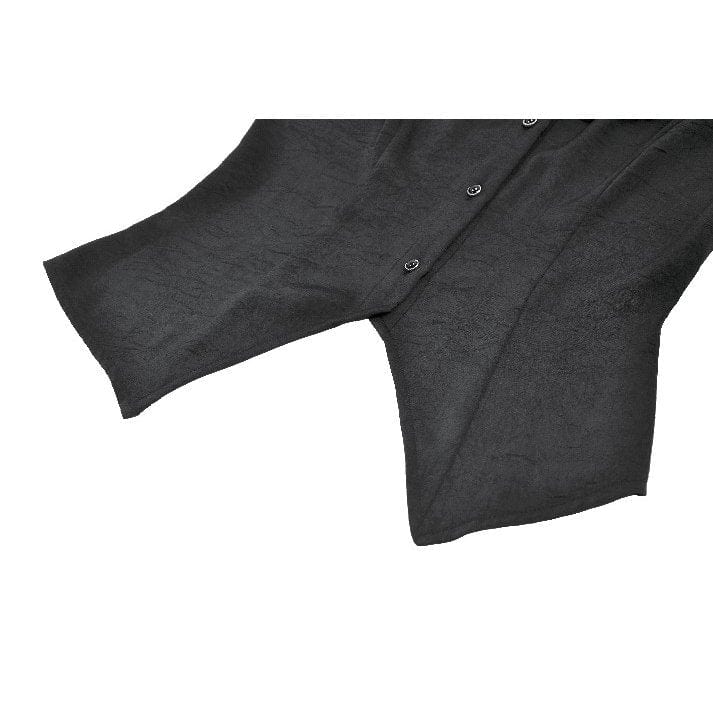 Darkinlove Women's Gothic See Through Ruffled Stand Collar Lantern Sleeved Shirt