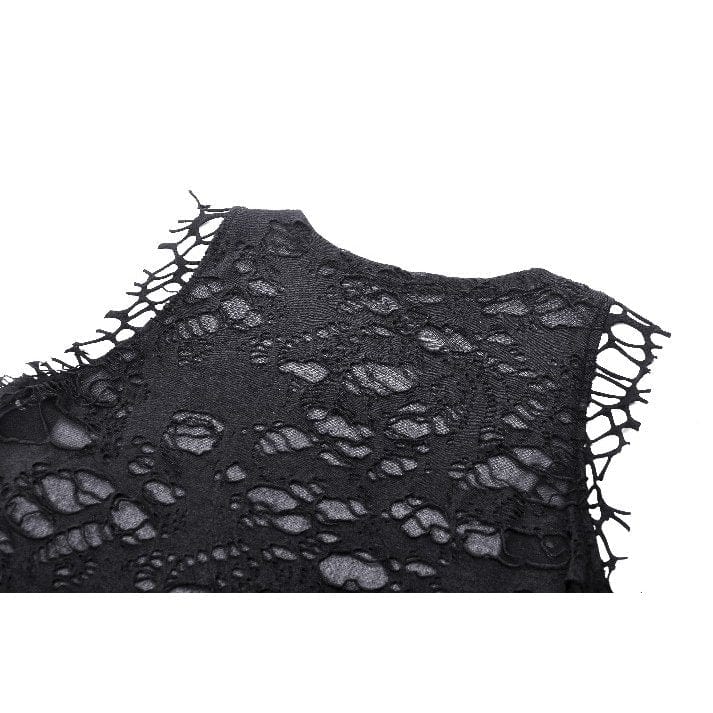 Darkinlove Women's Gothic Skull Printed Distressed Tank Top