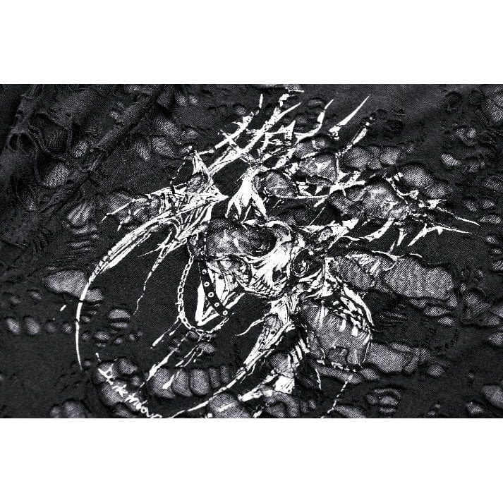 Darkinlove Women's Gothic Skull Printed Distressed Tank Top