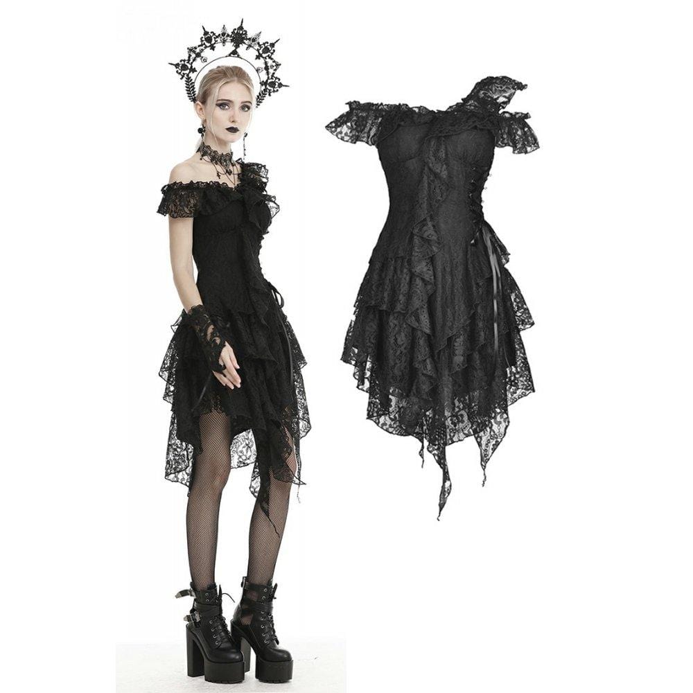 Darkinlove Women's Gothic Slash Shoulder Lace Dresses