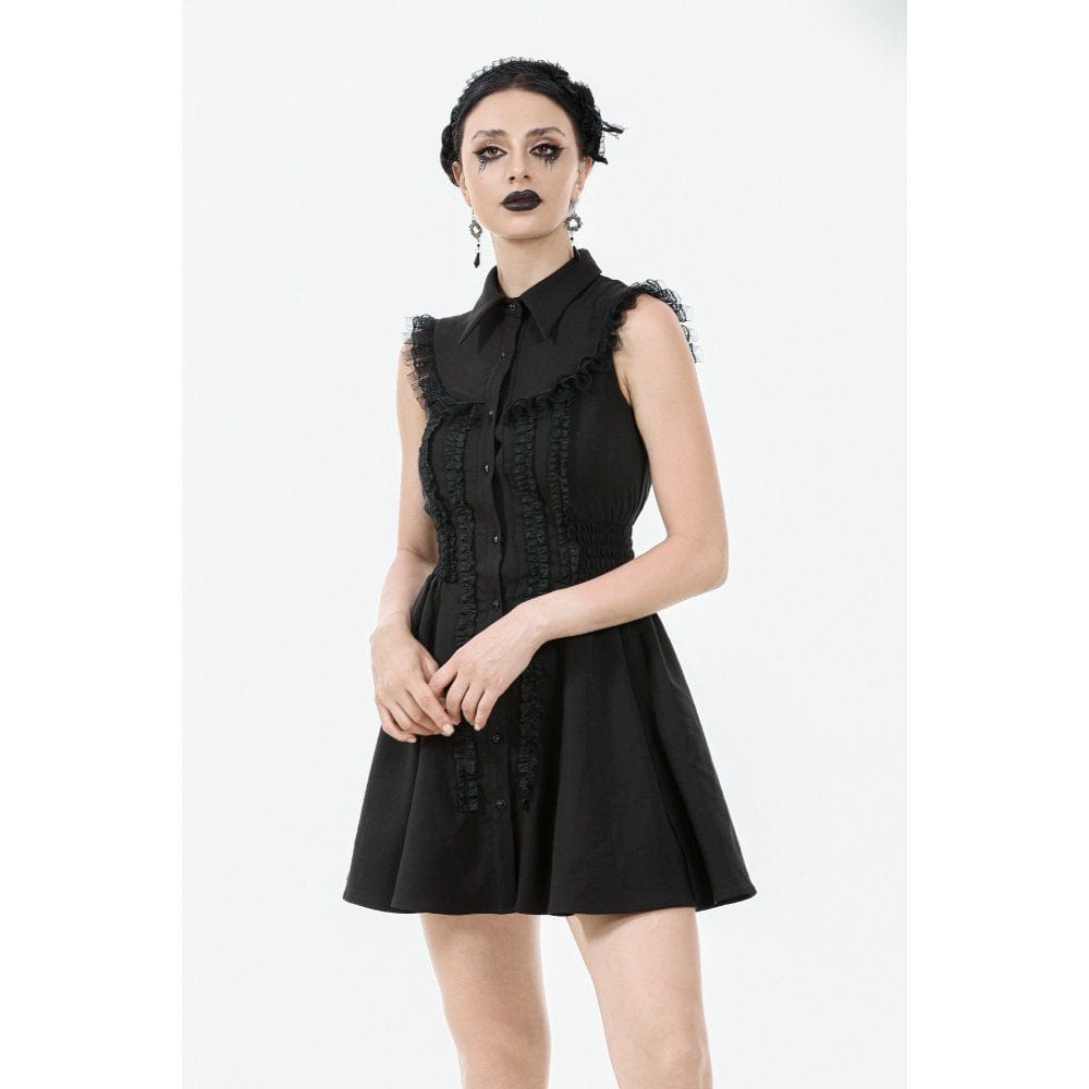 Darkinlove Women's Gothic Sleeveless Button-Front Dress