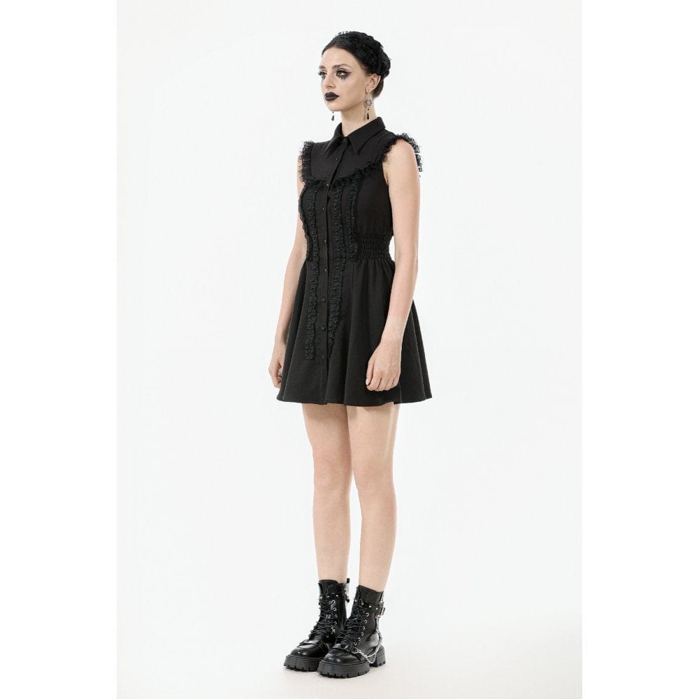 Darkinlove Women's Gothic Sleeveless Button-Front Dress