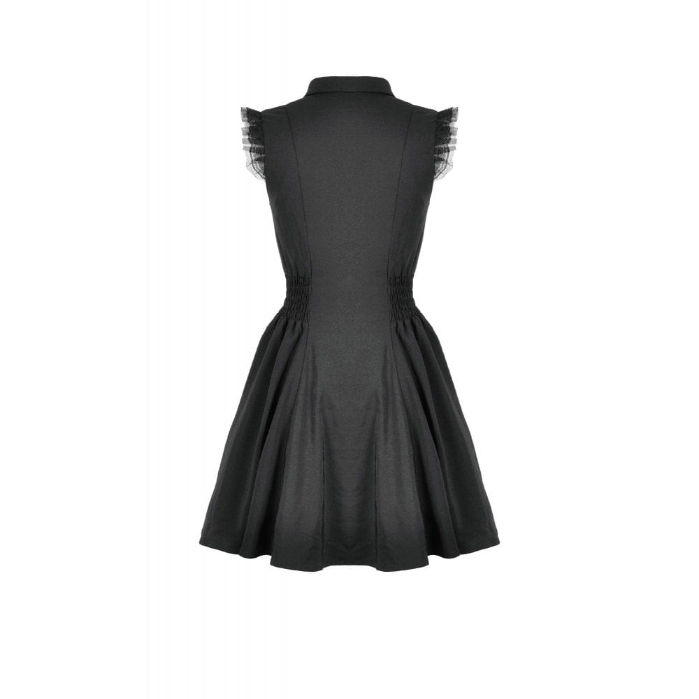 Darkinlove Women's Gothic Sleeveless Button-Front Dress