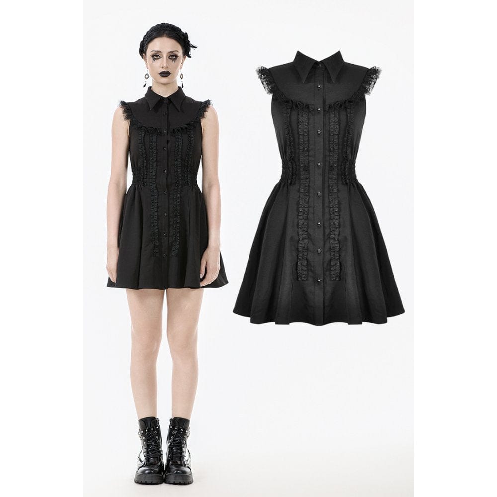 Darkinlove Women's Gothic Sleeveless Button-Front Dress