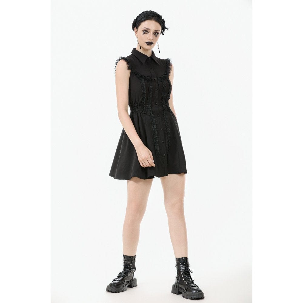 Darkinlove Women's Gothic Sleeveless Button-Front Dress