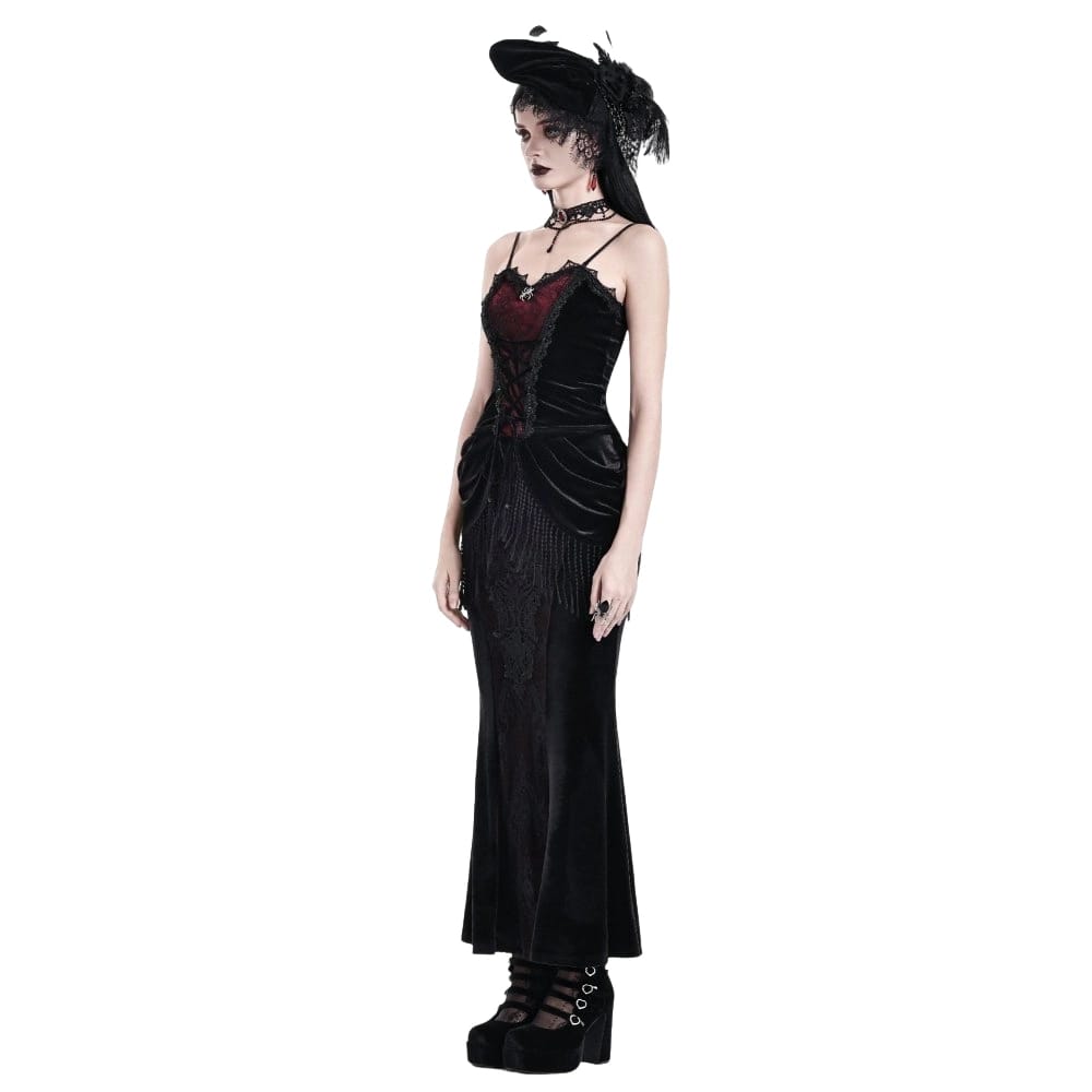Darkinlove Women's Gothic Spider Decor Lace-up Contrast Color Crop Top