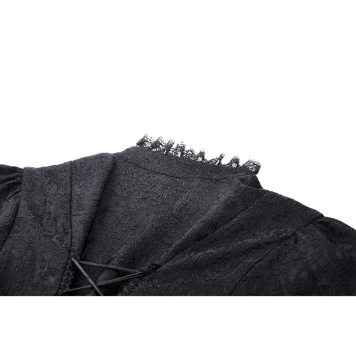 Darkinlove Women's Gothic Stand Collar Lace-up High/Low Coat