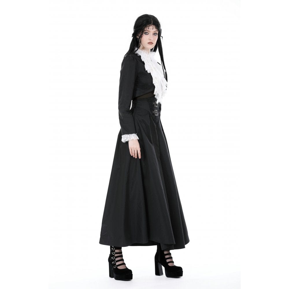 Darkinlove Women's Gothic Stand Collar Ruffled Neck Jacket
