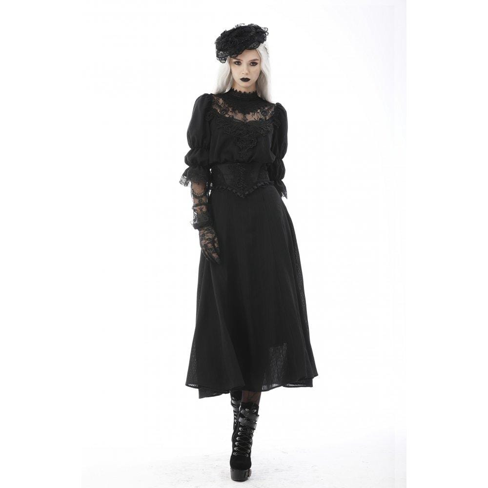 Darkinlove Women's Gothic Strappy Floral Embroidered Falbala Corset