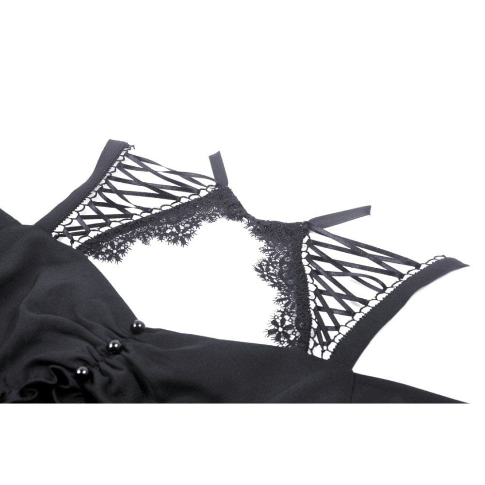 Darkinlove Women's Gothic Strappy Off Shoulder Dress