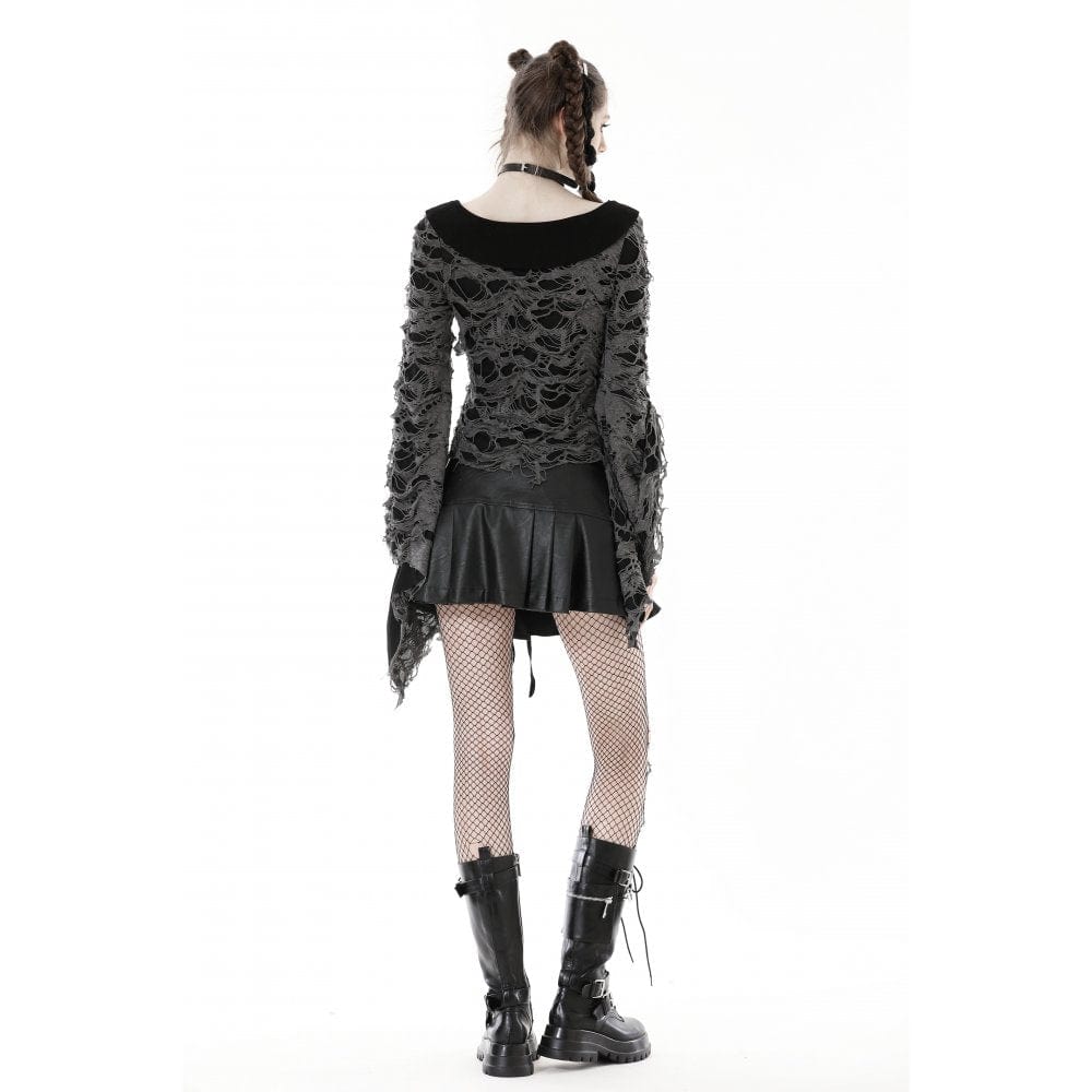 Darkinlove Women's Gothic Strappy Ripped Cardigan