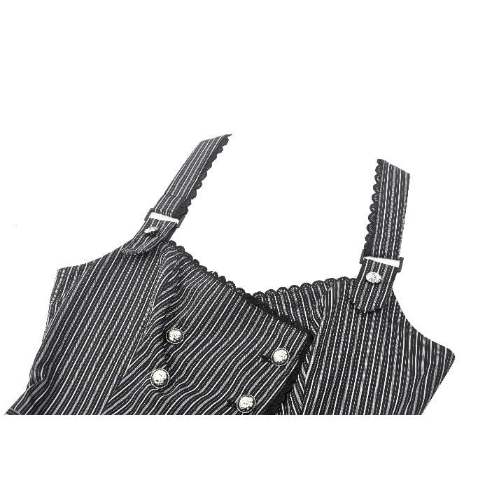 Darkinlove Women's Gothic Striped Buckled Waistcoat