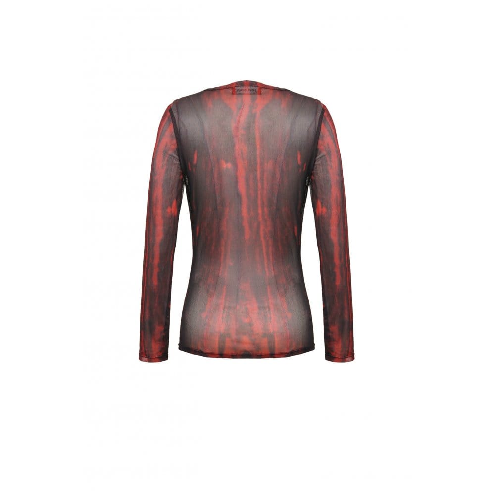 Darkinlove Women's Gothic Tie-dyed Sheer Mesh Top
