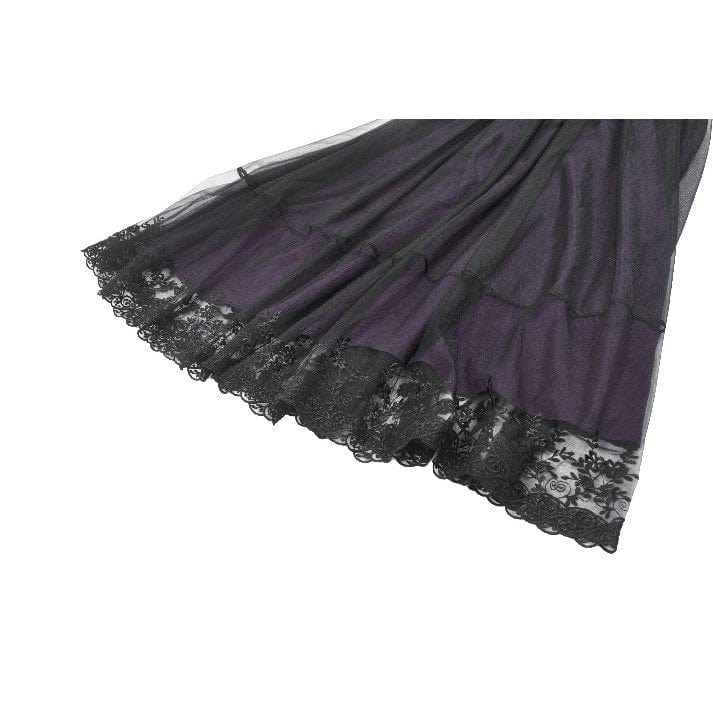 Darkinlove Women's Gothic Violet Square-cut Collar Flared Sleeved Maxi Dress