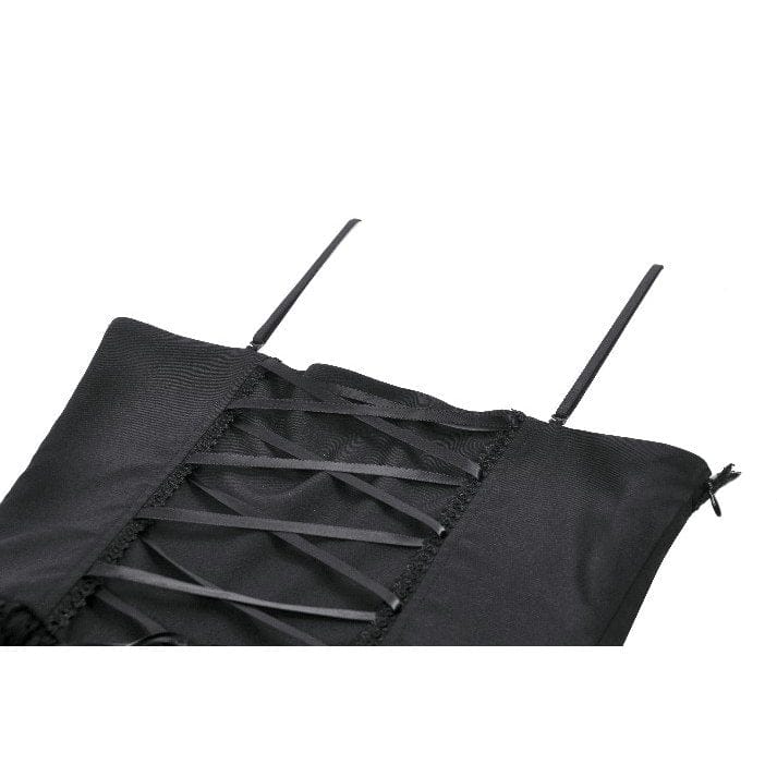 Darkinlove Women's Grunge Contrast Color Lace Tiered Slip Dress