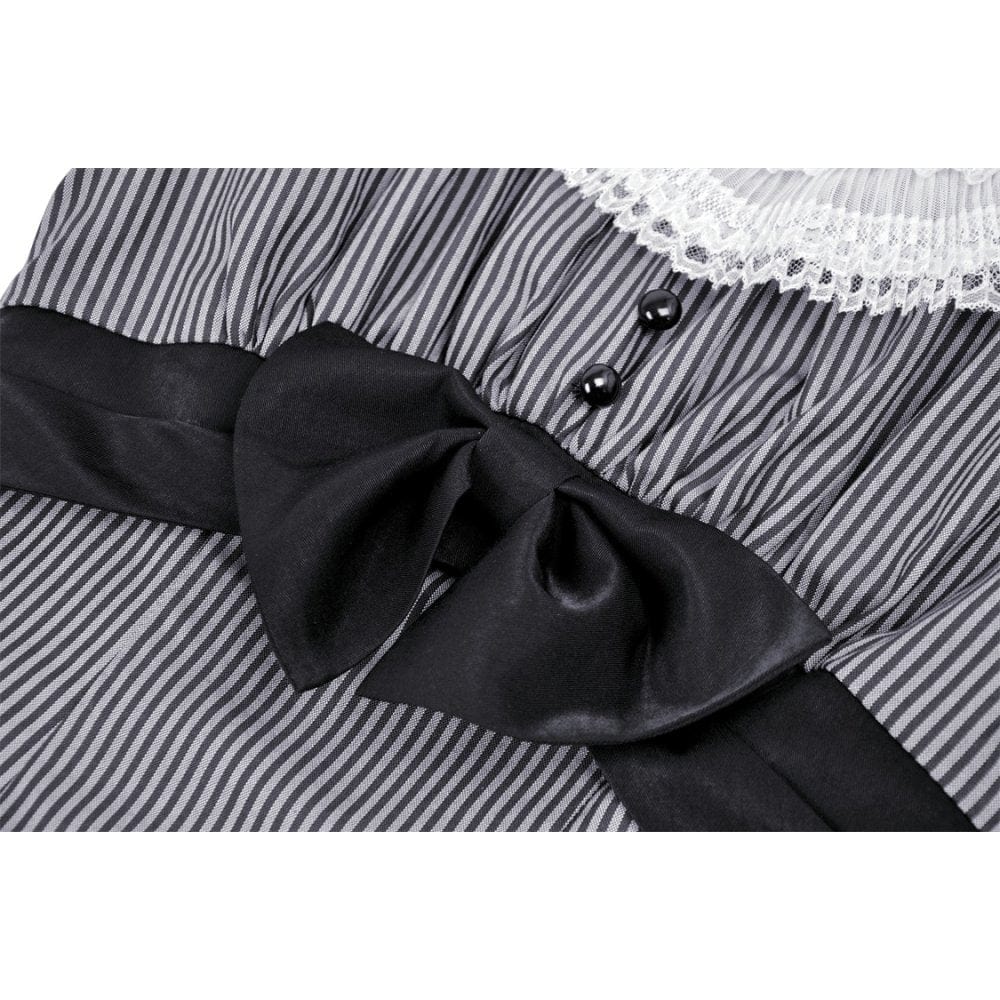 Darkinlove Women's Lolita Lace Collar Striped Dress