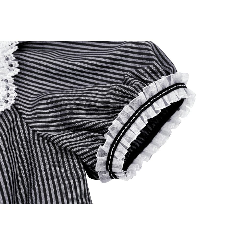 Darkinlove Women's Lolita Lace Collar Striped Dress