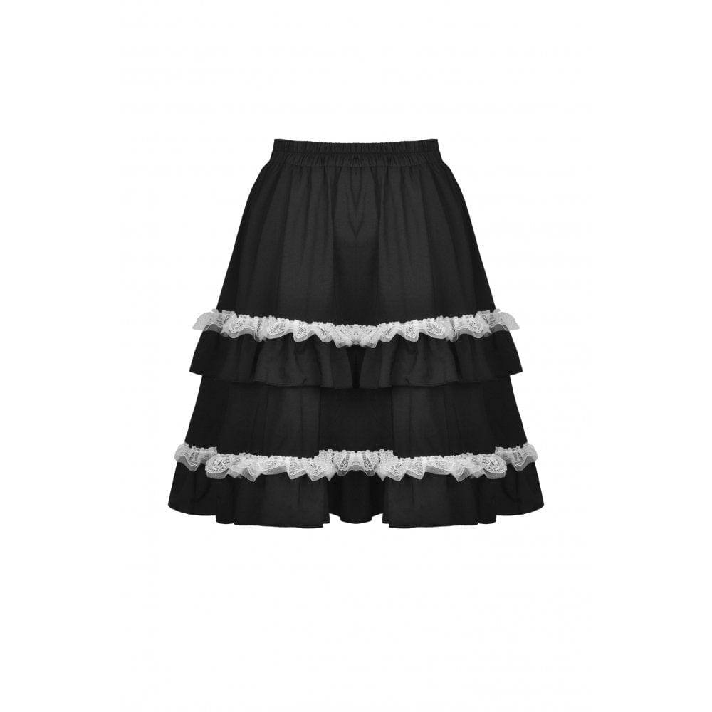 Darkinlove Women's Lolita Layered Ruffles Doll Skirt