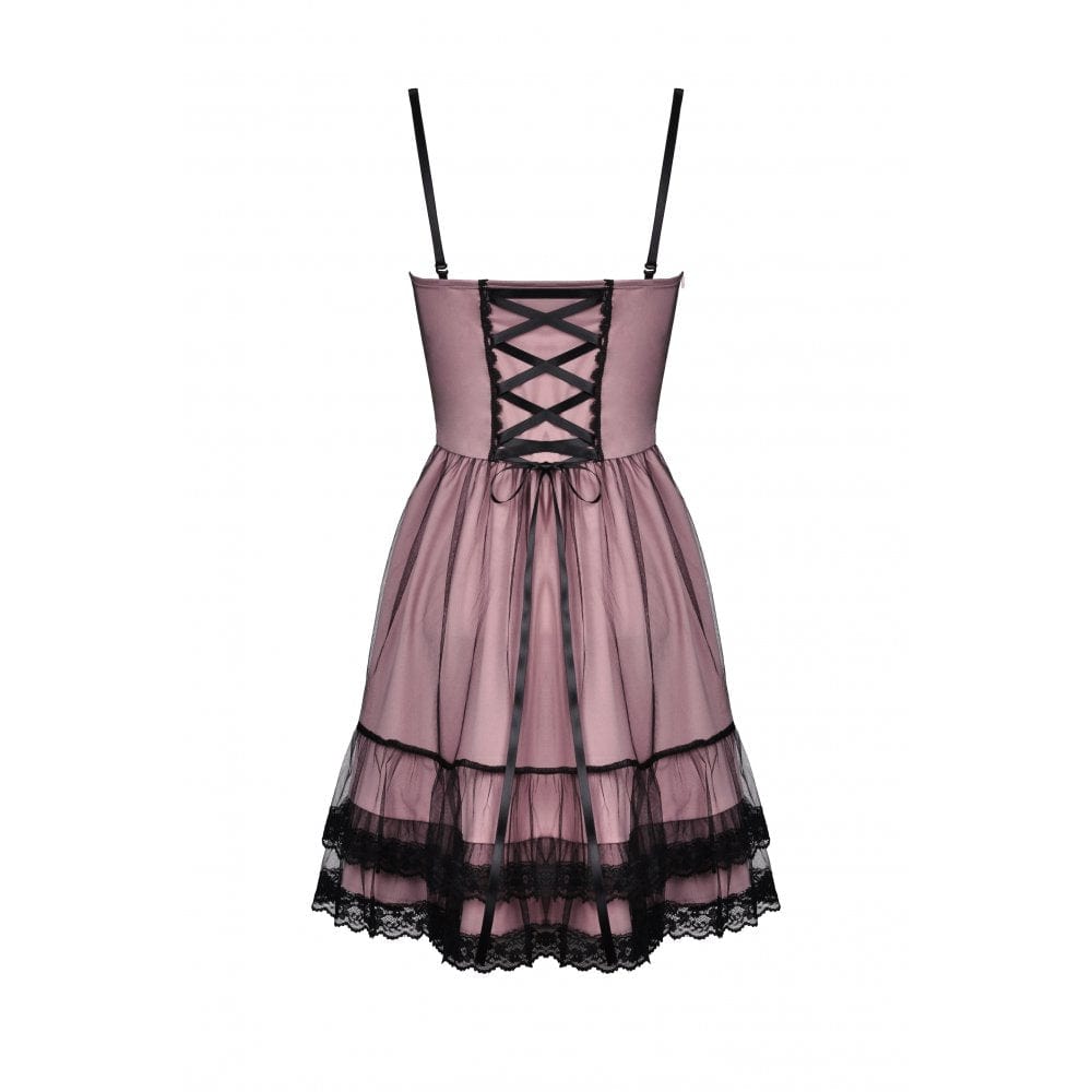 Darkinlove Women's Lolita Pink Multilayer Slip Dress