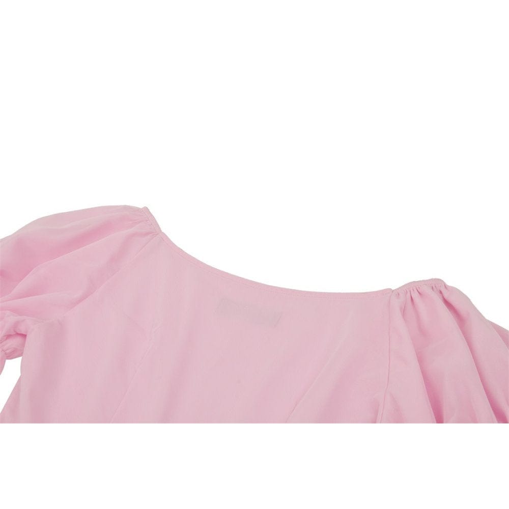 Darkinlove Women's Lolita Puff Sleeved Dress with Detachable Collar