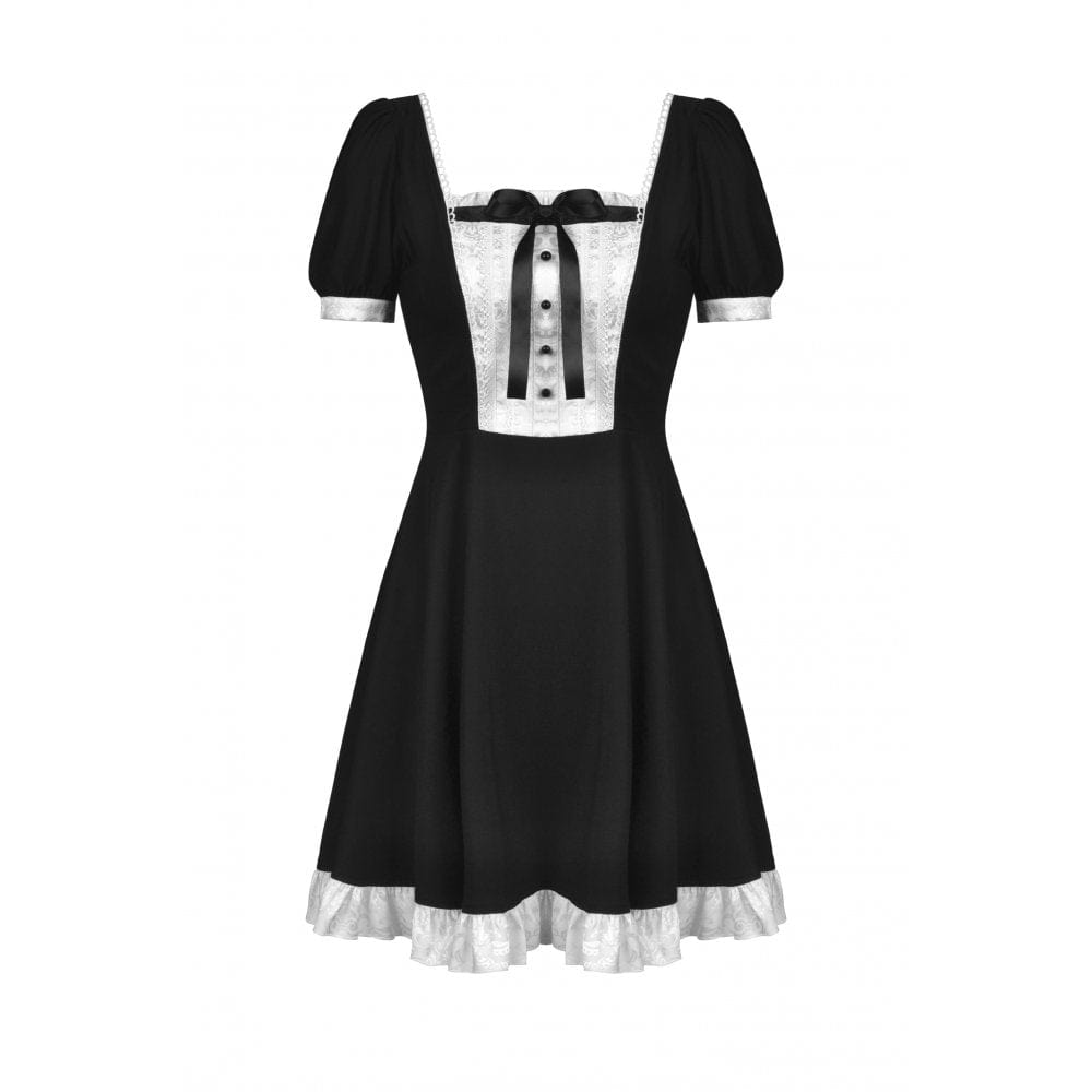 Darkinlove Women's Lolita Puff Sleeved Maid Dress Cosplay Costume