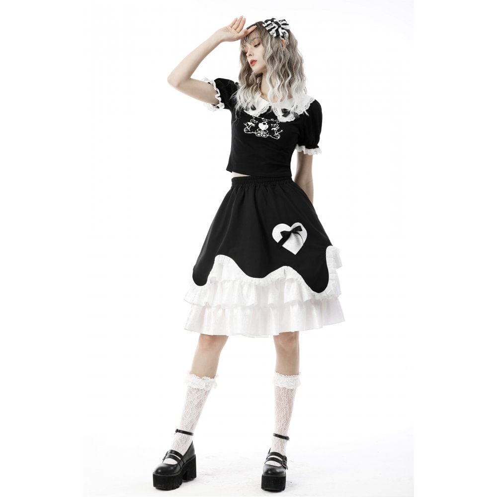 Darkinlove Women's Lolita Two Little Bear Midriff-baring Doll Shirt