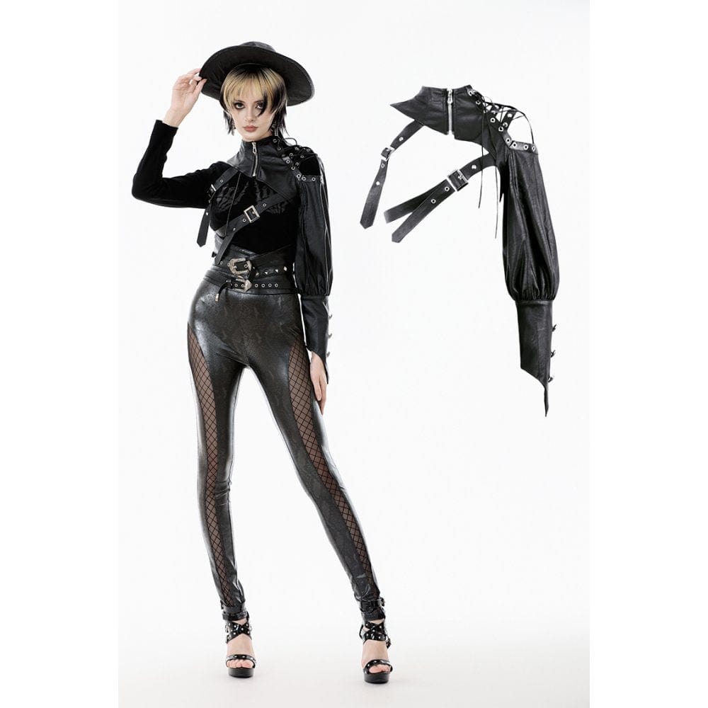 Darkinlove Women's Punk Asymmetric Buckle-up Strap Cut-out Cape