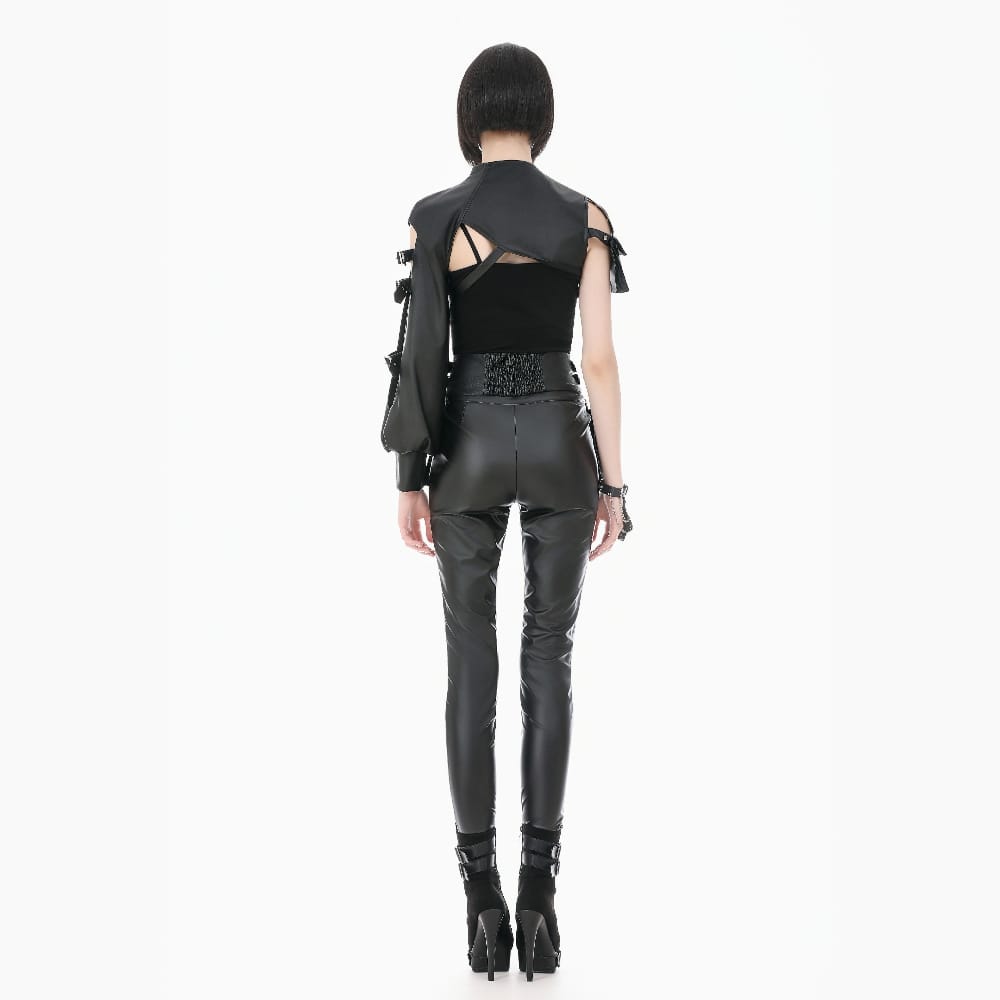 Darkinlove Women's Punk Asymmetric Eyelet Buckle-up Strap Cutout Cape