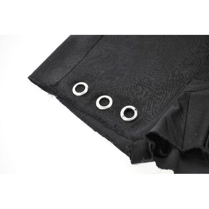 Darkinlove Women's Punk Asymmetry Rivet Shorts with Leg Strap