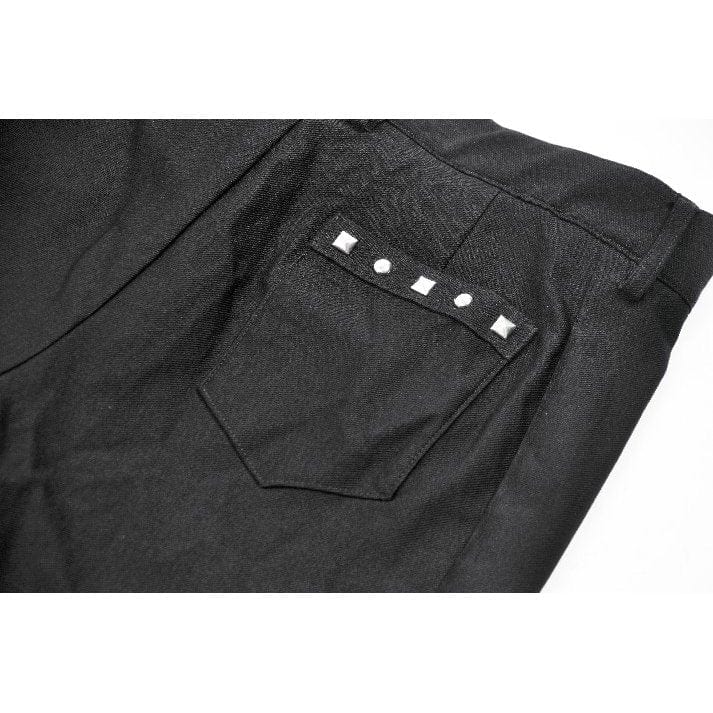 Darkinlove Women's Punk Asymmetry Rivet Shorts with Leg Strap