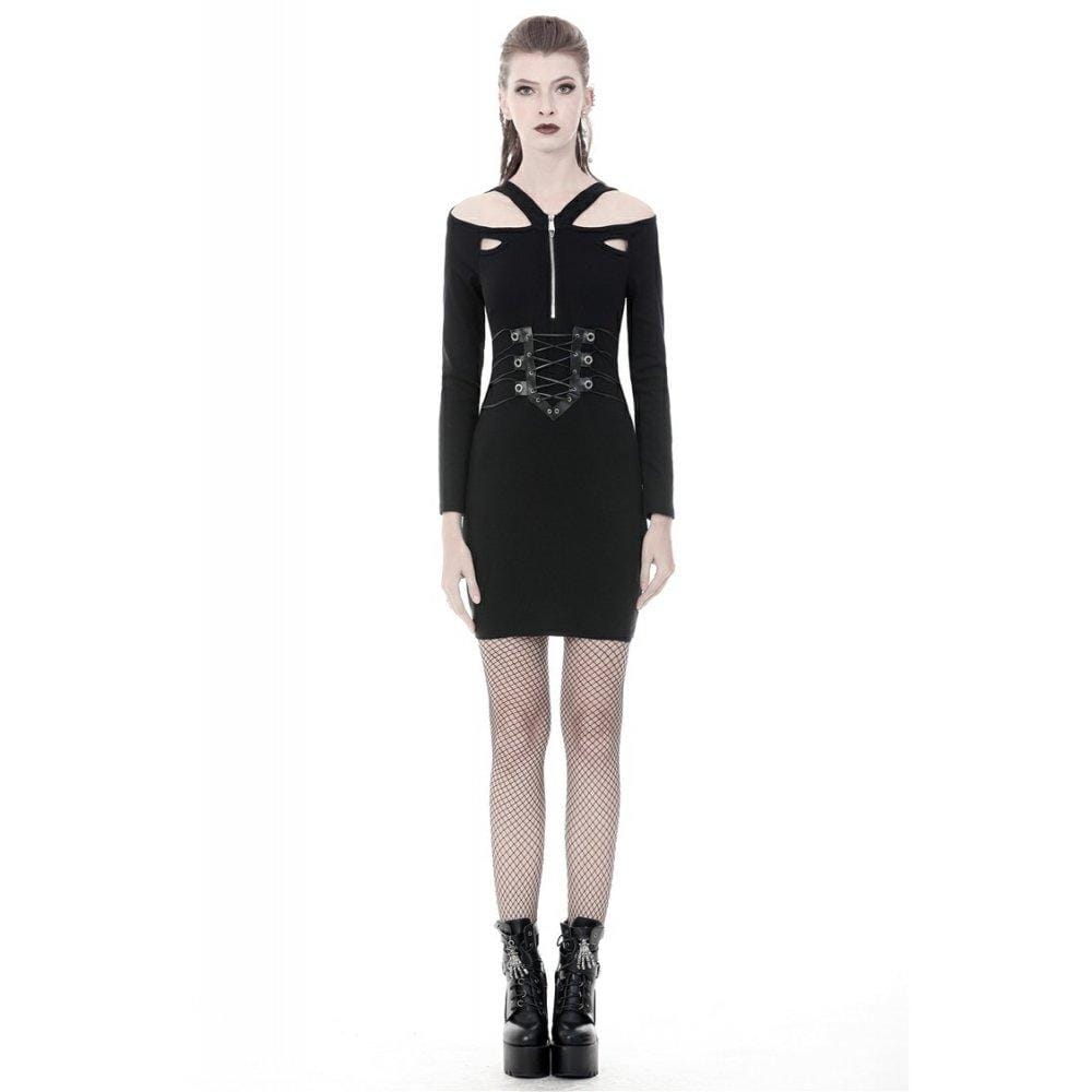 Darkinlove Women's Punk Bandage Waist Fitted Dresses