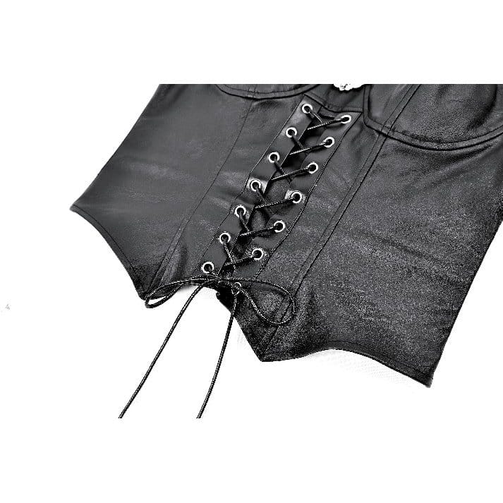 Darkinlove Women's Punk Bat Decor Lace-up Crop Top
