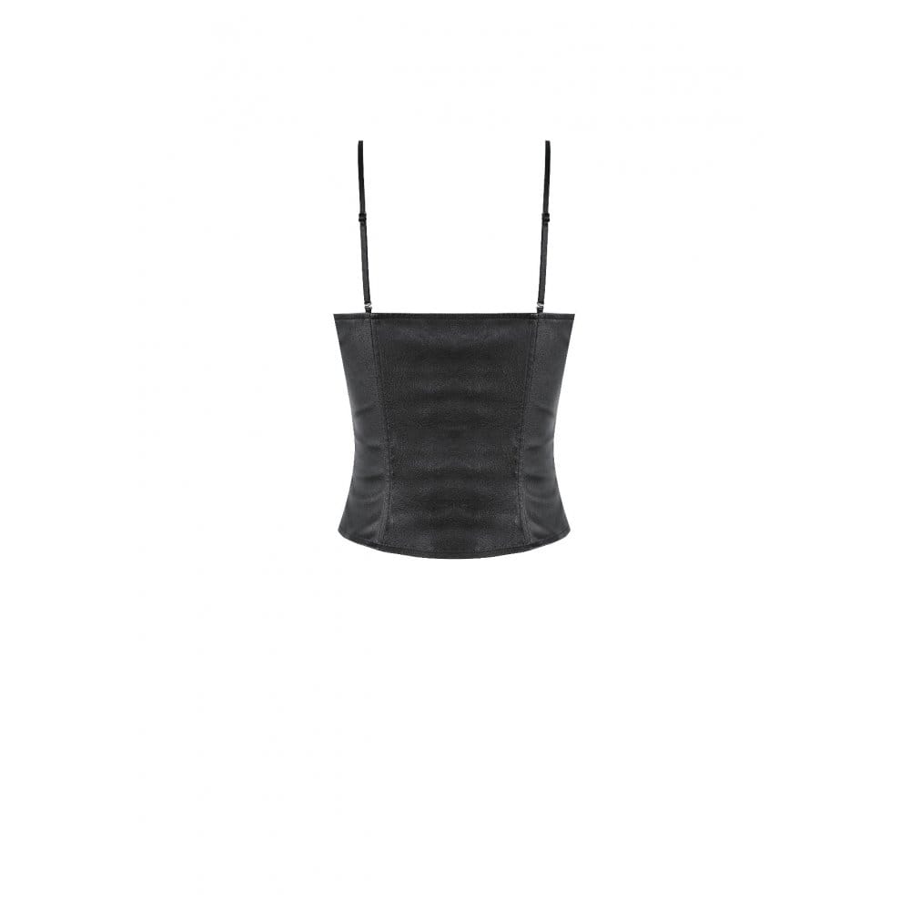 Darkinlove Women's Punk Bat Decor Lace-up Crop Top