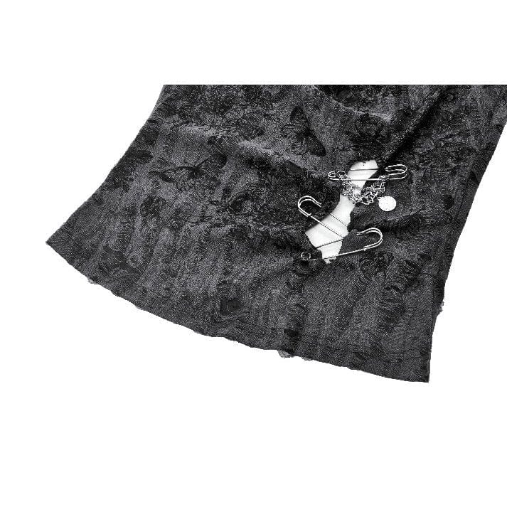 Darkinlove Women's Punk Big Pin Ripped Tank Top