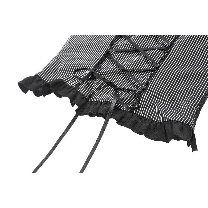 Darkinlove Women's Punk Bowknot Pinstripes Tank Top